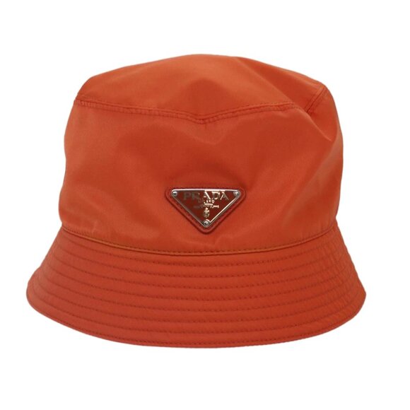 PRADA Bucket Hat Nylon L Orange Auth 88334V - Picture 1 of 15